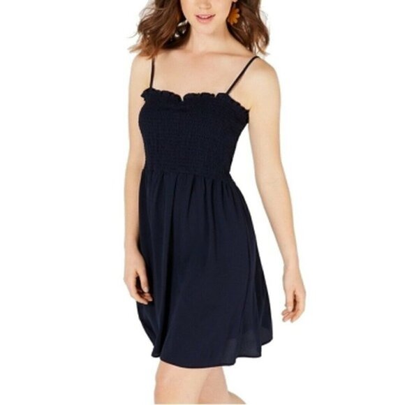 BeBop Navy Blue Fit & Flare Dress - Picture 1 of 13